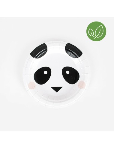 Papieren bordjes panda (8st)