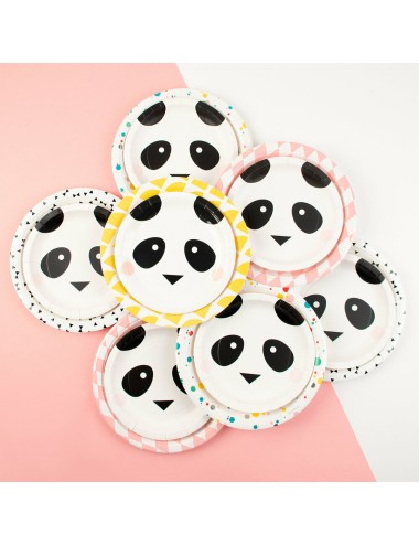 Papieren bordjes panda (8st)